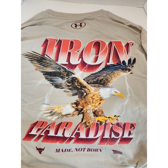 Under Armour Project Rock Shirt Men's 2XL Beige Long Sleeve Iron Paradise Eagle - Picture 6 of 8